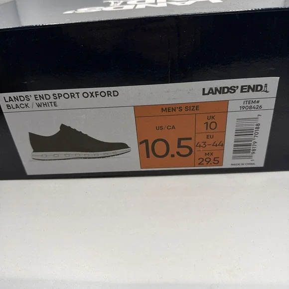 New Men's Lands End Sport Oxford Comfort Shoes  Black /White 10.5. New - Picture 12 of 12